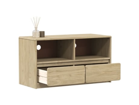 Mueble de TV SAUDA madera maciza pino color roble 99x43x55 cm
