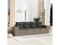 Conjunto de muebles de jardín de 4 piezas - Sofá de jardín con cojines de mimbre, gris HARLANV1