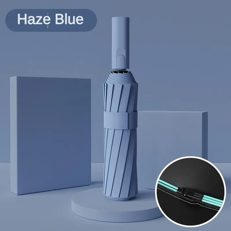 Paraguas Plegable Automático Resistente Al Viento (azul Bruma), Con 60 Varillas Reforzadas De Fibra De Vidrio.