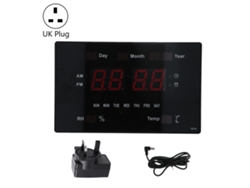 Reloj Digital Led De Pared/mesa Con Indicador De Temperatura Y Humedad, Calendario Perpetuo, 100-240 V.
