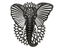 ORIGEN Home Decor Elefante Decoracion Pared Apliques Metal Etnico Gris 60x52x5cm BY SIGRIS