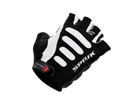 SPIUK Guantes Cortos Top Ten Road Negro-Blanco - Tejido Ergodry fresh.Rejilla.Tejido Terry.Refuerzos.Sistema de extracción.Etiqueta S