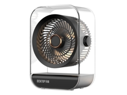 Ventilador De Escritorio Portátil Recargable Por Usb Con 3 Velocidades Ajustables Y Luz Nocturna (negro) Henten Home
