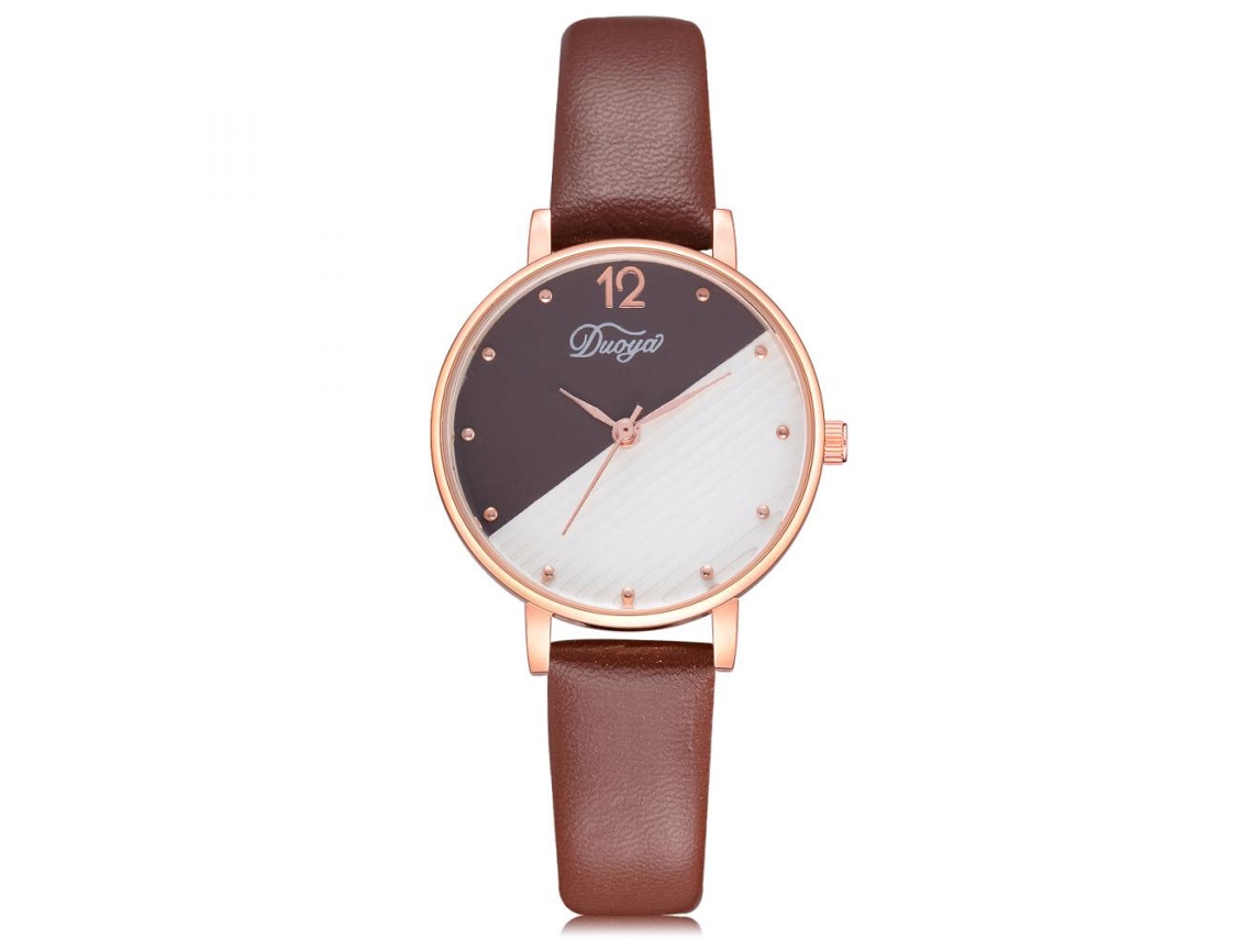 Relógio De Pulso Feminino Simples E Fashion Com Quartzo (ouro Rosa, Preto)