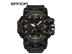 Reloj Electrónico De Moda (negro Y Dorado para Hombre) Con Acabado Luminoso, Resistente Al Agua Y A Los Golpes. Alarma.