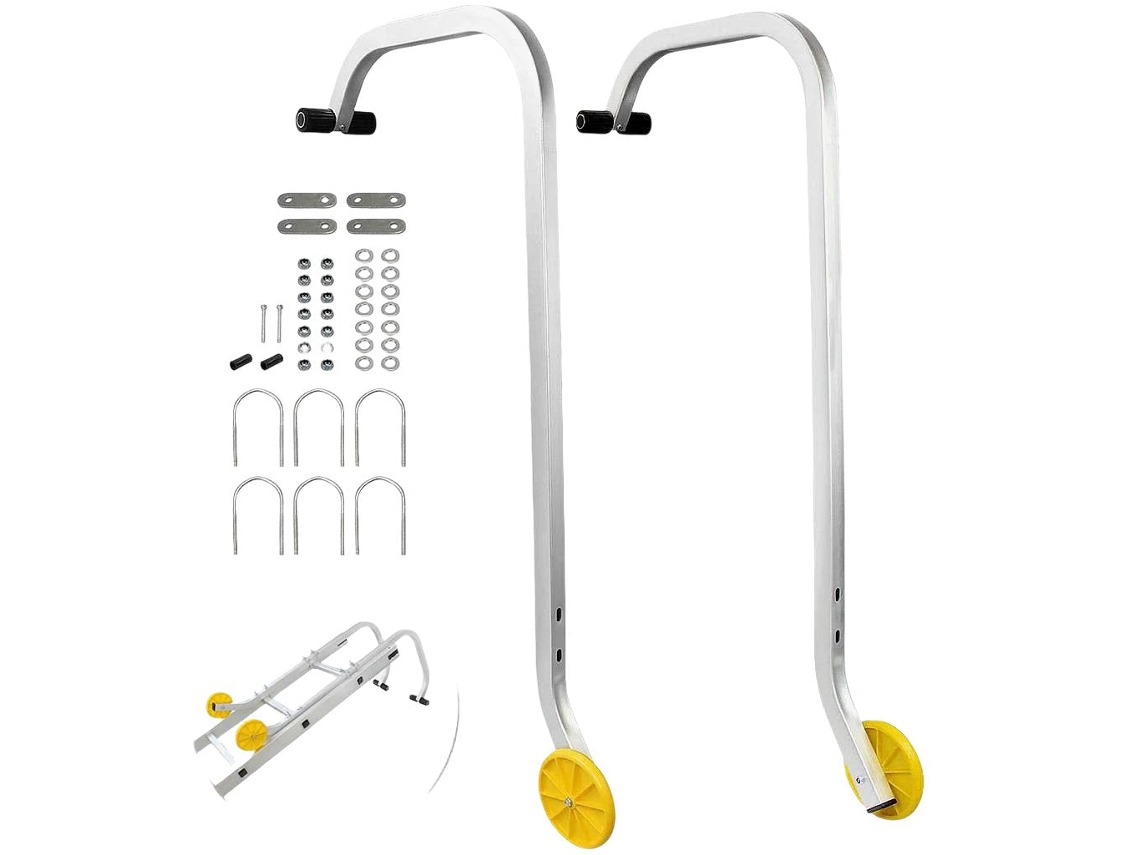 Todeco Gancho de Techo para Escalera, Portátil, Barra en T con Agarre de Goma, Material de Aleación de Aluminio, Carga Máxima 330 libras