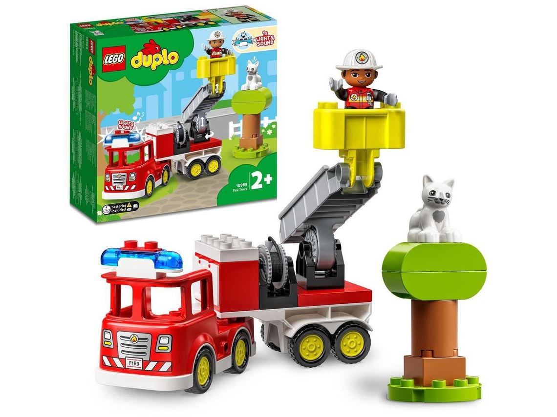 LEGO DUPLO: Rescue Camião dos Bombeiros – brinquedo de construção bombeiro e camião dos bombeiros, luzes e sirene, idades 2+ (21 peças)