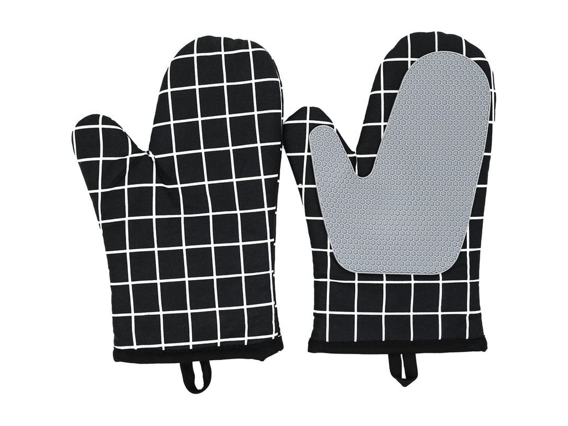 Guantes de horno Rebe de silicona antideslizantes y resistentes al calor, aptos para uso alimentario, para cocinar, hornear, asar y preparar alimentos - Negro