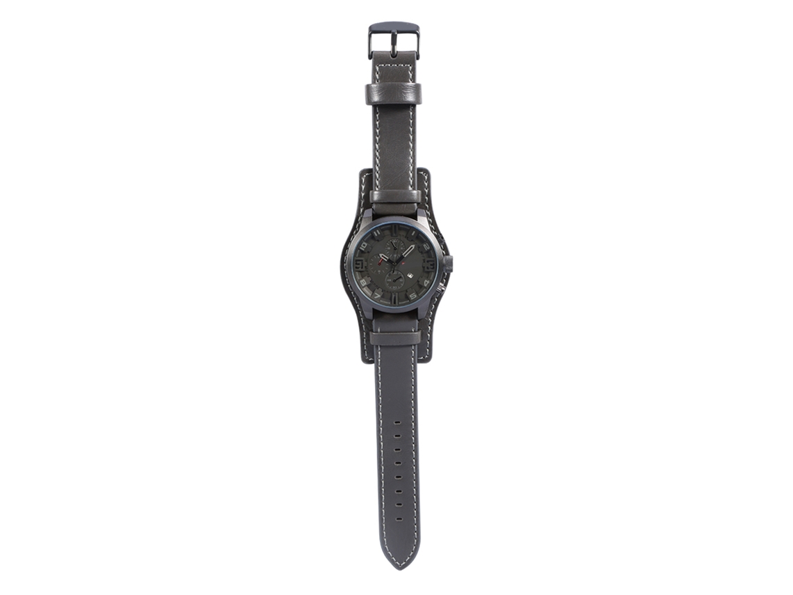 Reloj De Pulsera Analógico De Cuarzo Para Hombre Curren Con Correa De Cuero Negra.