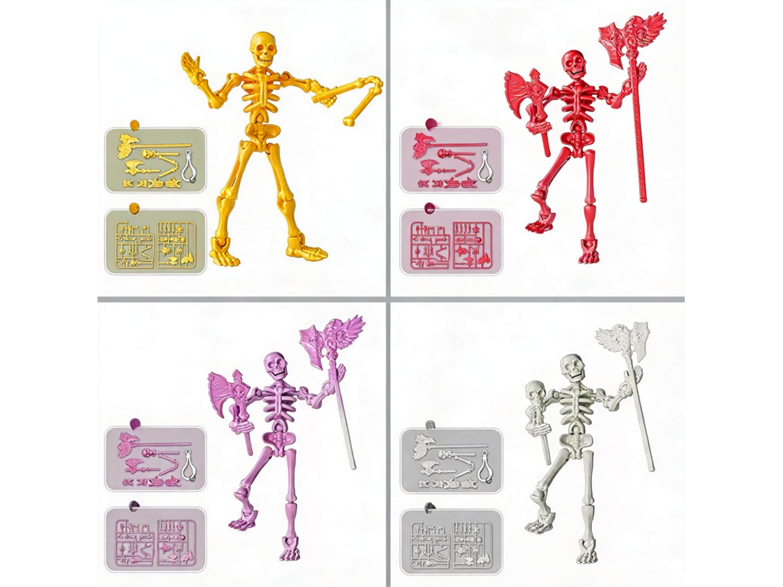 Figura De Esqueleto De 13 Cm De Henten Home, Articulada Y Móvil, Para Coleccionistas Como Decoración De Mesa (4 Piezas)