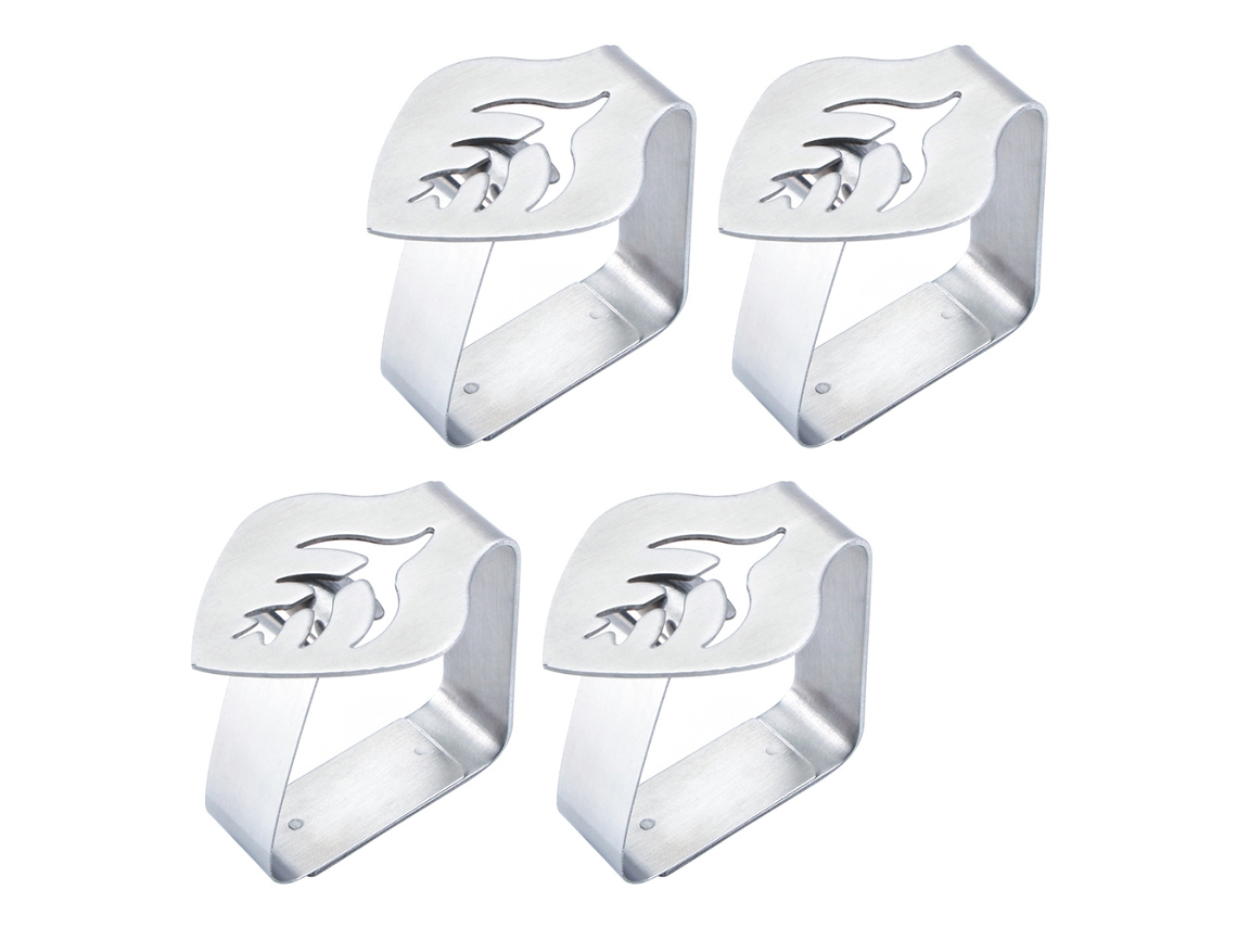 4 Pinzas Ajustables De Acero Inoxidable Para Manteles, Ideales Para El Hogar, Picnics, Fiestas Y Bodas.