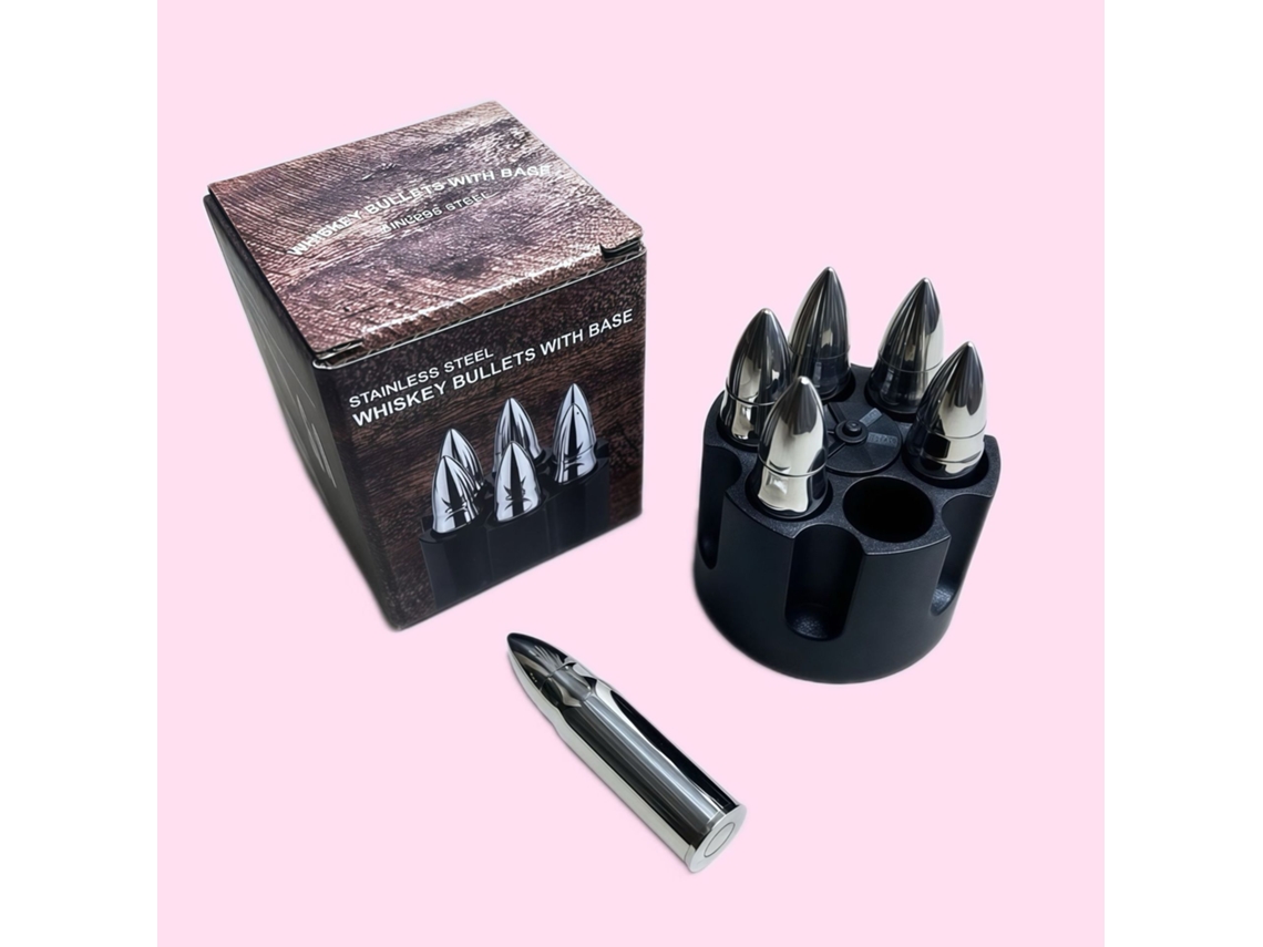 Piedra Para Whisky Bullet Con Caja De Madera Vintage, Cubitos De Hielo De Acero Inoxidable, Set De Regalo De Whisky Para Hombres, Padres.