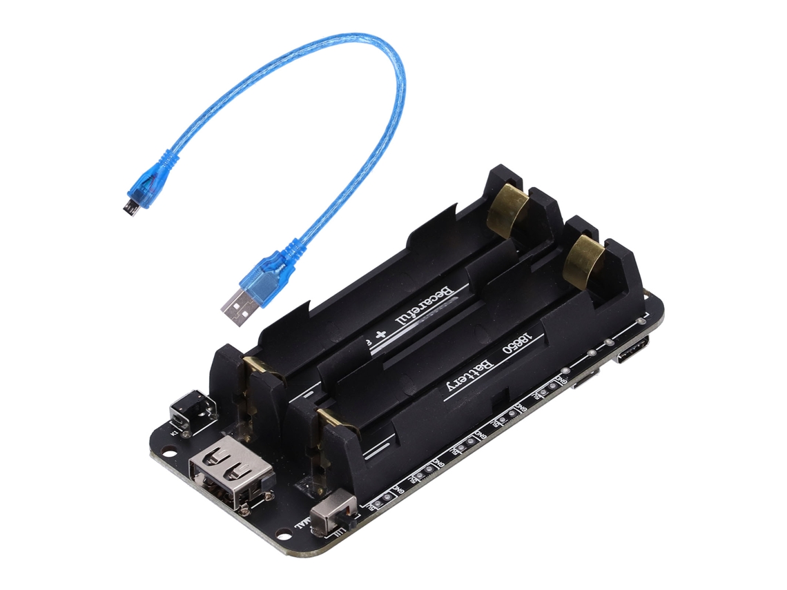 2026as-caja Portabaterías 18650 Con Interfaz Micro Usb De 2 Canais E Indicador Led Para Raspberry Pi