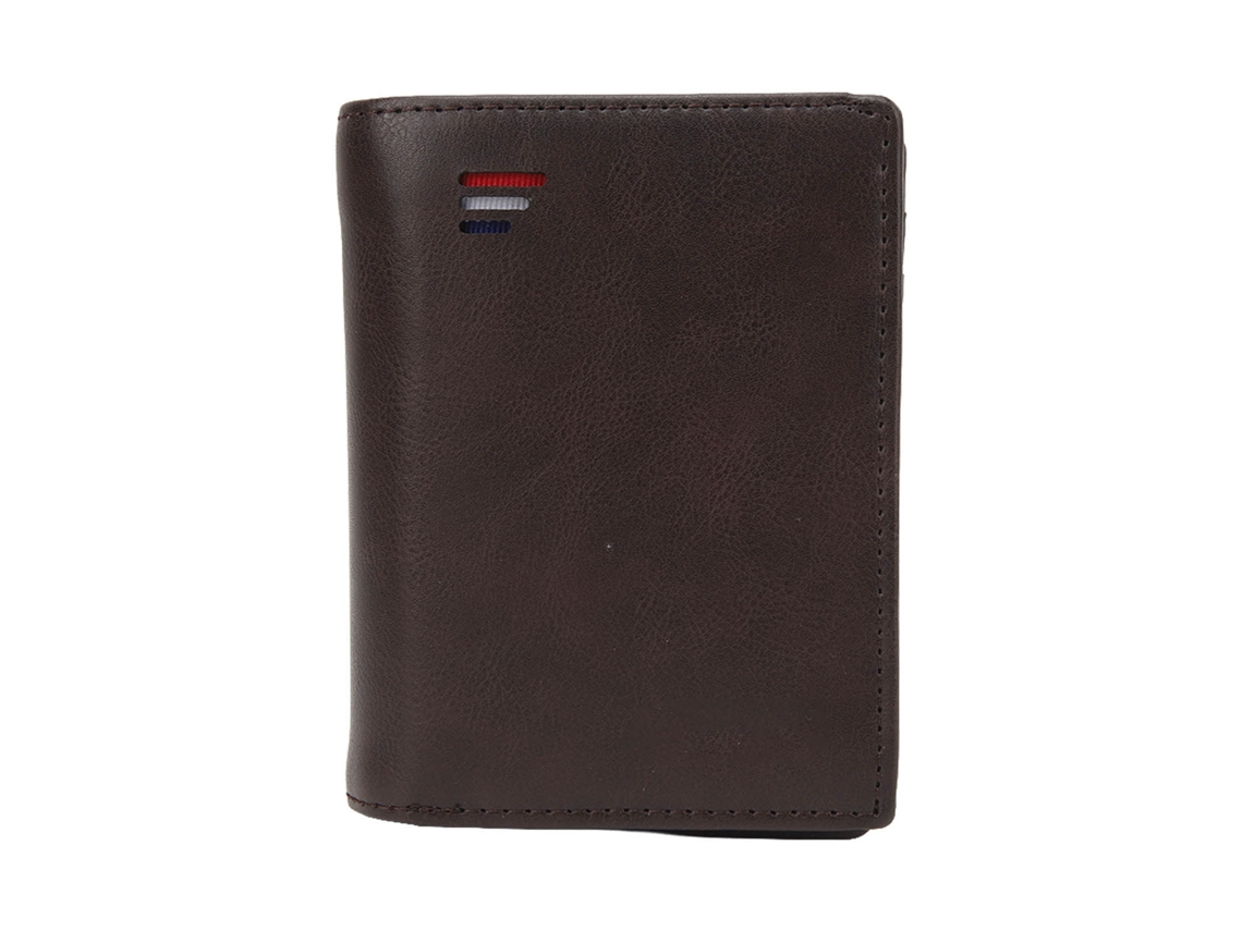 Monedero multitarjeta con cremallera, elegante, ligero, portátil, apertura vertical, con bloqueo RFID para mujeres y hombres, color café oscuro