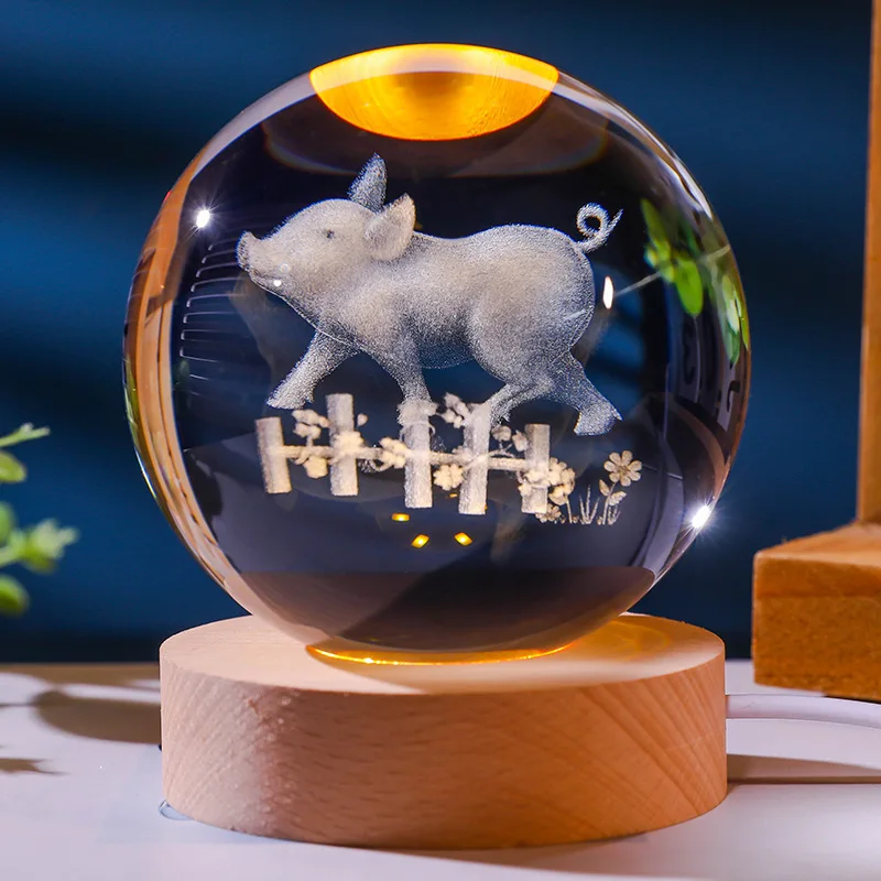(luz Fría) Lámpara De Noche Con Forma De Bola De Cristal, Lámpara Esculpida En 3d, Decoración Del Hogar.