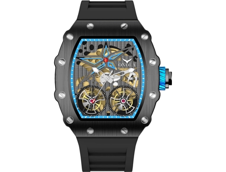 VEANXIN Relojes Reloj Hueco Correa de Silicona Reloj de Pulsera Impermeable-azul negro