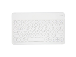 Teclado inalámbrico ultrafino con teclas redondas de estilo retro.