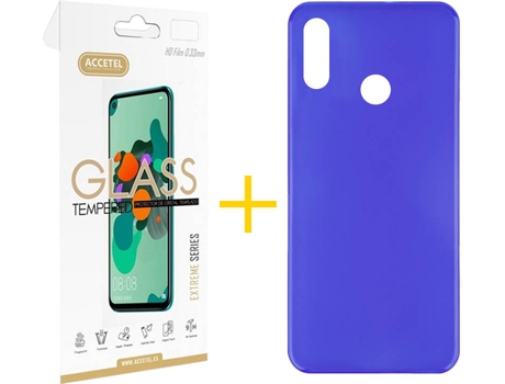 Kit Funda + Protector de Pantalla Huawei Y6 2019 ACCETEL Liso 3 Azul