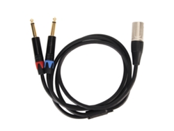 Cabo divisor e XLR macho para 2 plugs TS de 6,35 mm, adaptador conversor de áudio mono, 1 m