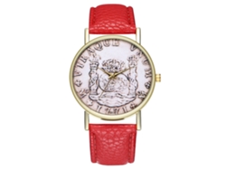 Reloj De Pareja De Cuero Con Patrón De Moneda Dollar Moda Unisex Rojo