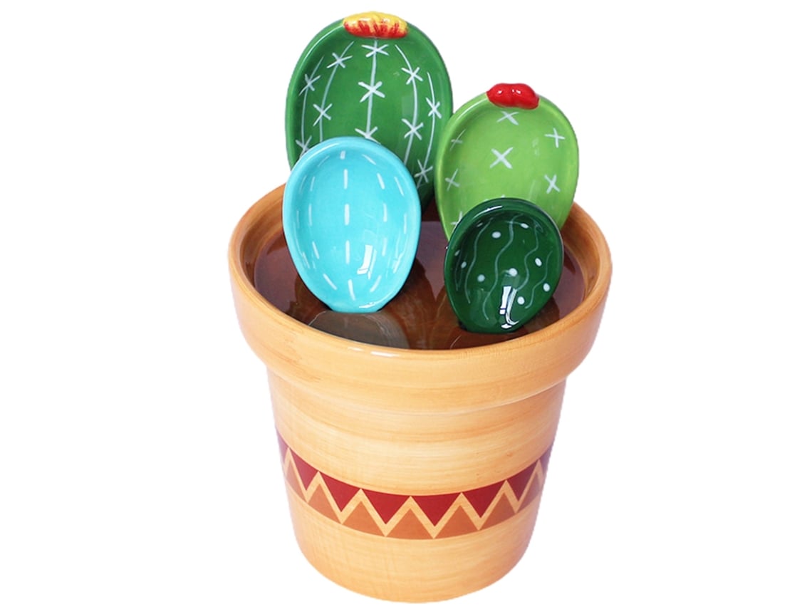 1 juego de cuchara medidora con forma de Cactus, báscula transparente, cuchara de cerámica multifuncional para alimentos, utensilio de cocina-1 #