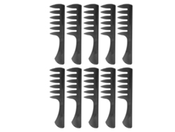 10 peines de dientes anchos con bordes redondeados y mango ergonómico largo para hombres con cabello graso, color negro transparente.