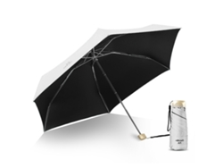 Paraguas Plegable Portátil, Protección Uv, Ligero, Resistente Al Viento, Para Sol Y Lluvia, Blanco.