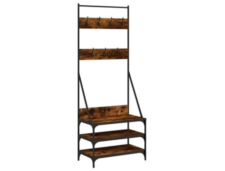 Perchero VIDAXL con zapatero roble ahumado (70x40x184 cm)