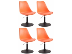 Juego de 4 sillas de comedor Maverick de plástico CLP naranja/negro
