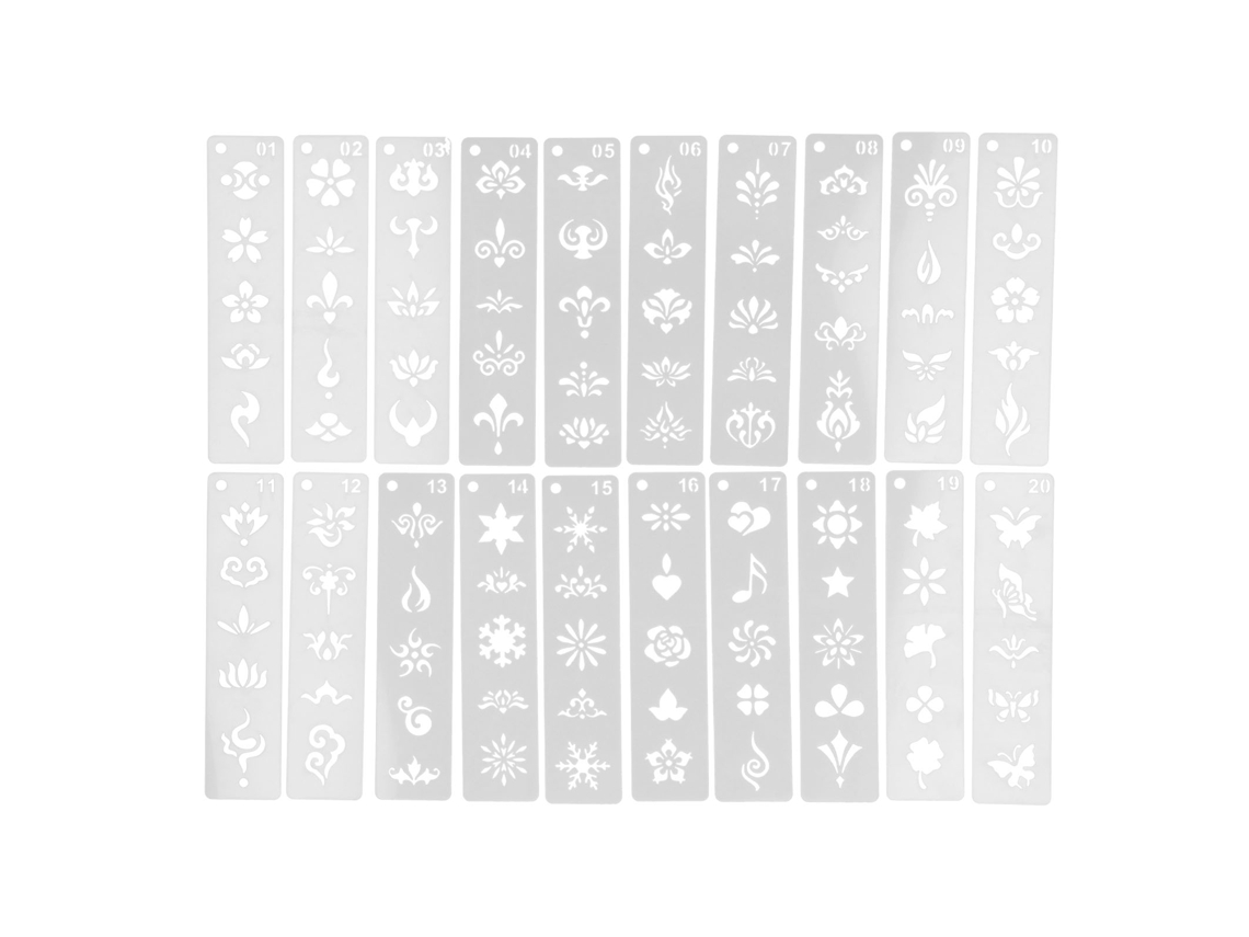 Conjunto De 20 Plantillas Reutilizables Para Pintura Facial Y Corporal Diy