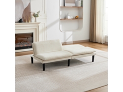 Sofá 2 Plazas Reclinable 106-140-180°, Respaldo 3 Posiciones, Pies Plástico Negro, Terciopelo Pana, Estructura Madera – Beige
