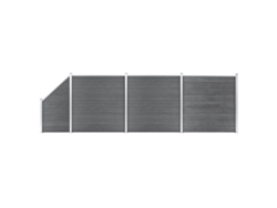 Panel de valla WPC de 3 cuadrados, 1 inclinado, 619 x 186 cm, gris, DKD HOME DECOR
