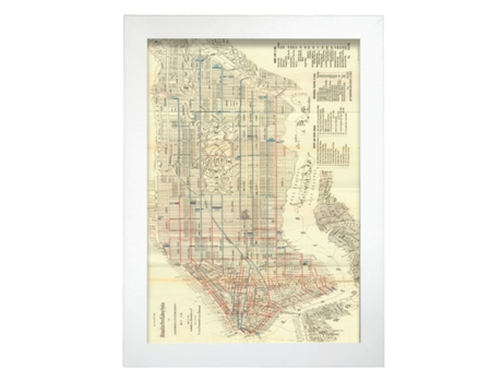 NACNIC Pósters Geográficos En Estilo Vintage. Mapa De Manhattan De 1899. Ilustraciones De Antiguos Mapamundis En Tonos Sepia. Tamaño A3, Sin Marco.