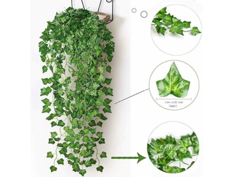 Hiedra Artificial, [1 PCS] Guirnalda de Luces de Hojas de 2M, Plantas Artificiales con 20 LED y Hoja Verde, Guirnalda de Luces de Vid LED para Jard...