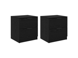 Juego de 2 mesitas de noche MAISON EXCLUSIVE en Roble Negro 45x39x50 cm