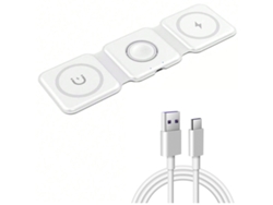 Cargador Inalámbrico 3 En 1 De 100 W Con Soporte Magnético Y Base De Carga Rápida (cable Blanco)
