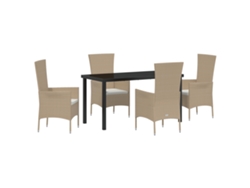 Juego de comedor de jardín Vidaxl de 5 piezas con tapizado de ratán beige