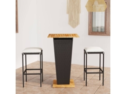 Conjunto de bar de jardín de 3 piezas con cojines de mimbre negros de DKD Home Decor