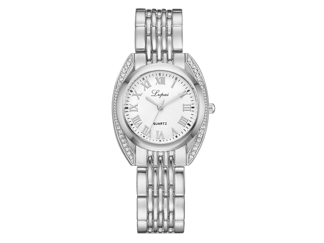 Reloj De Pulsera Lvpai Para Mujer Con Números Romanos, Cuarzo De Aleación, Estilo Casual, Color Plata, Blanco.