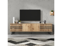 Mueble TV 180x40x55 cm con 4 Puertas Estilo Escandinavo Mobrio Natural