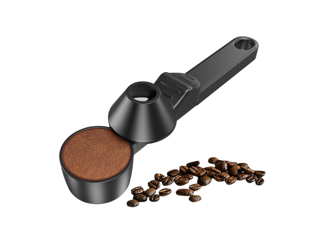 Cuchara de café reutilizable con embudo Cuchara de café de plástico negra Tommy01