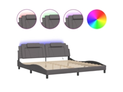 Maison Exclusive - Estructura De Cama Viana Con Led Sin Colchón Gris 200x200 Cm