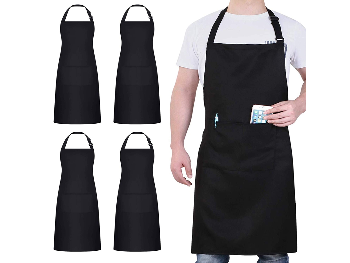 JILLIOPER Delantal de chef para cocinar y asar, resistente al agua, al aceite y a las manchas, con correa ajustable para el cuello, diseño ligero y duradero par