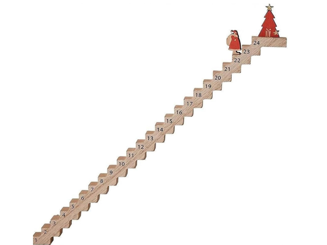 Calendario de Navidad decorativo de boj en forma de escalera, cuenta atrás para Navidad 2025, Tommy01