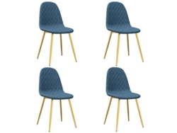 Conjunto 4 Cadeira de jantar VIDAXL Blue Veludo (45x53.5x87 cm)
