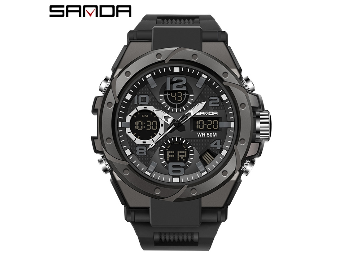 Reloj Electrónico Deportivo Multifuncional Luminoso Para Hombre (totalmente Negro), Resistente Al Agua, Estilo Harajuku.