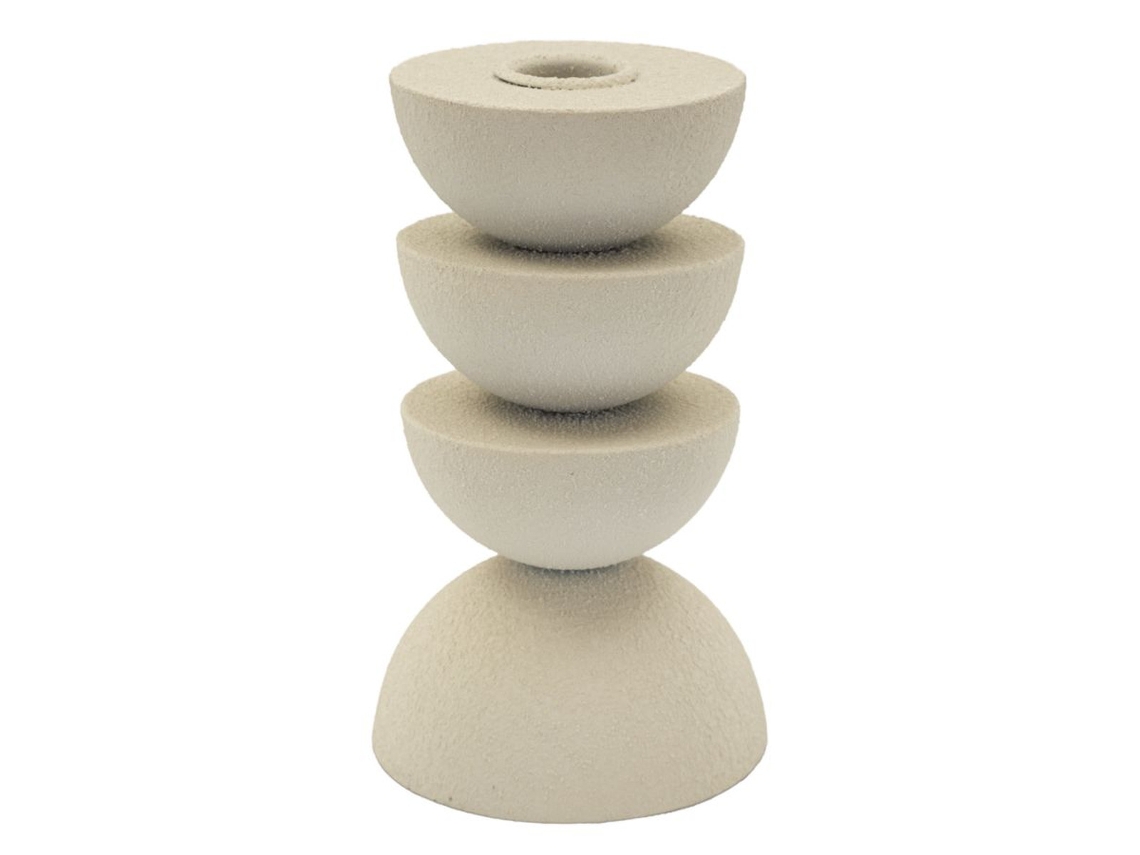 Candelabro Mf742, Metal, Beige, 9x9x15 Cm, Epikasa