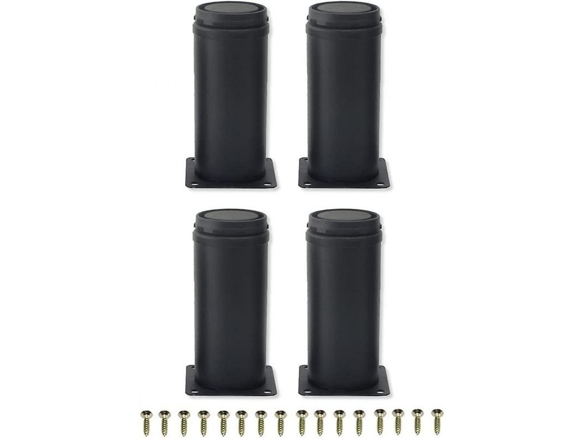 2026-4 Piezas Patas De Mueble Ajustables De Acero Inoxidable Negro 20cm Para Diy Sofá Mesa Tv 120 Mm