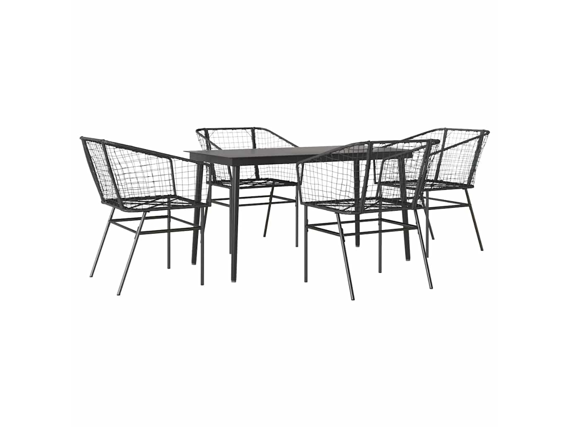 Maison Exclusive - Juego De Comedor Jardín 5 Piezas Ratán Sintético Vidrio Negro