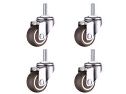 Ruedas M8 para Muebles y Carritos, 2 con Frenos y 2 sin Frenos, Capacidad 20 kg por Rueda, 1 Pulgada